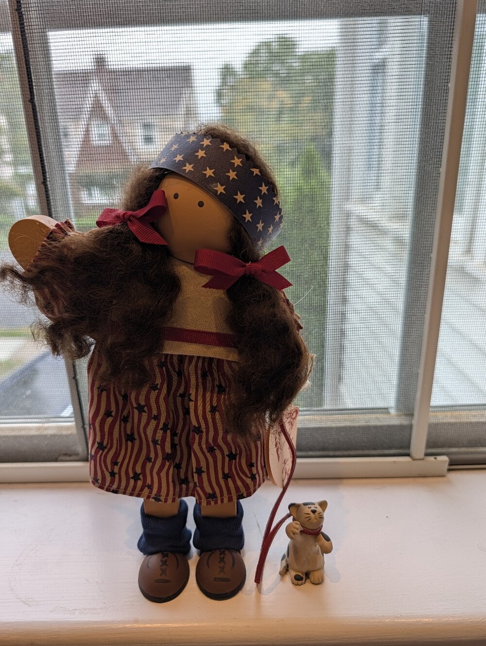 Vintage Lizzie High Doll Clarissa Bowman 1997 Americana 4th of July Folk Art Cat